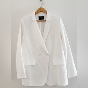 FRNCH Paris Anthropologie White Blazer Size Small 100% Linen Quiet Luxury Spring